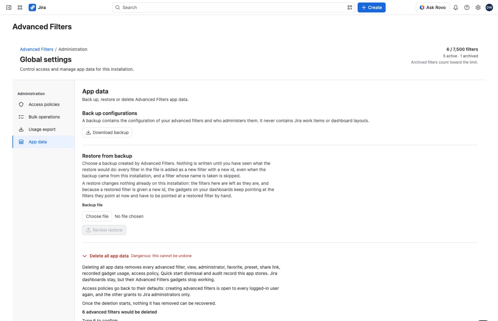 The expanded delete-all form, its confirmation field empty and Request deletion still disabled.